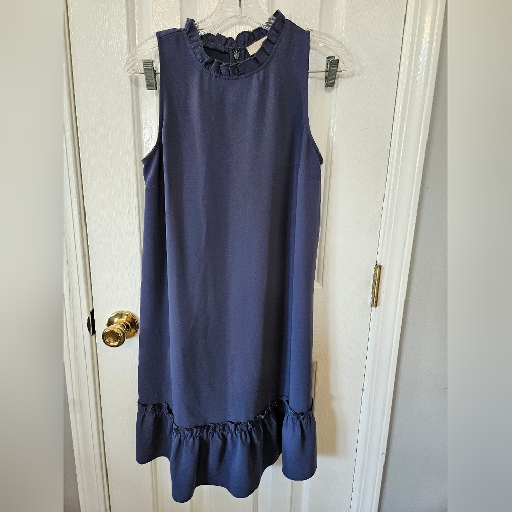 LOFT Navy Sleeveless Ruffle Dress Women's Size 4